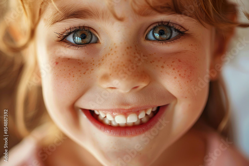Joyful child's smile showing healthy teeth