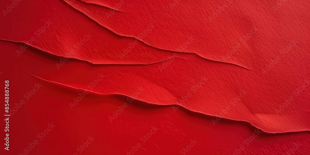 Red Abstract Painting with Wavy Lines