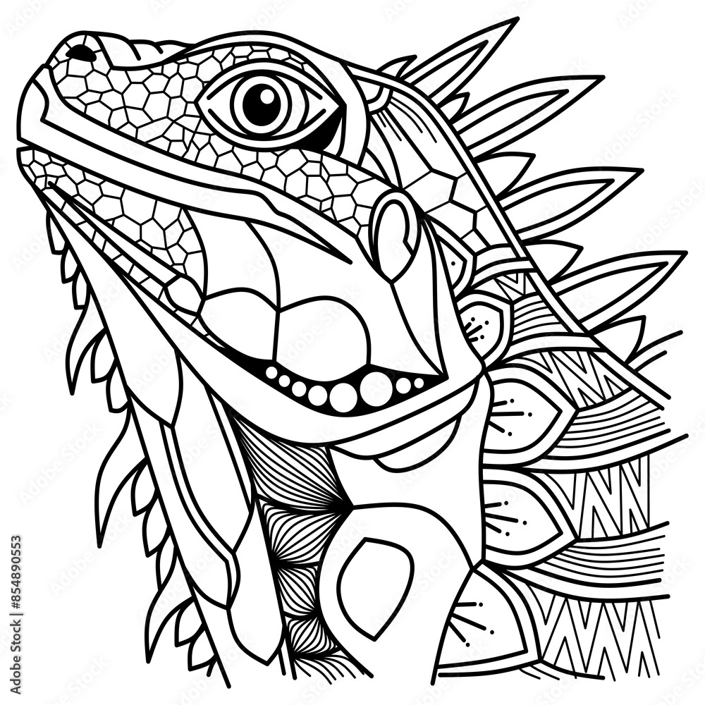 Hand drawn head of iguana Hand drawn head of iguana