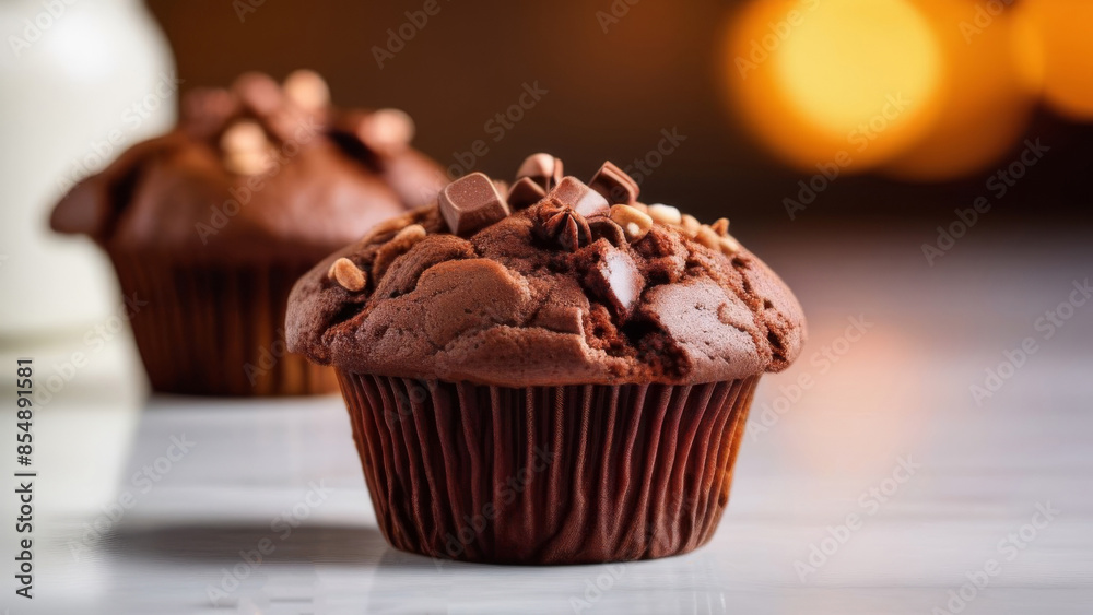 Appetizing chocolate muffins close-up. Appetizing chocolate muffins close-up.