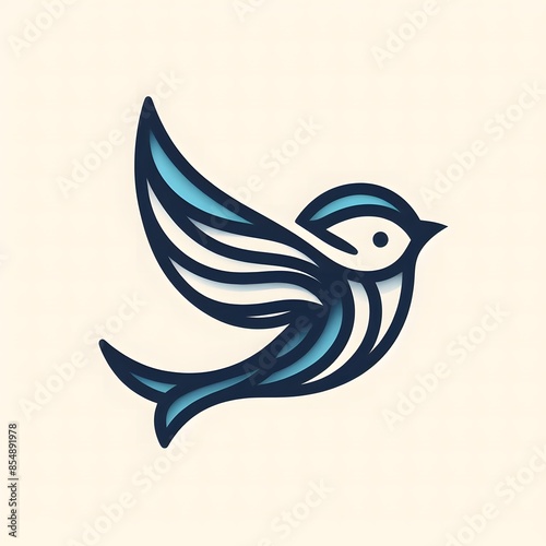 AI Generate of Flying Sparrow in Elegant Style with Minimal Geometric Form. Vector, Logo, Symbol. Businesses related to nature, vacational resort, travelling, tourism fashion, etc. photo