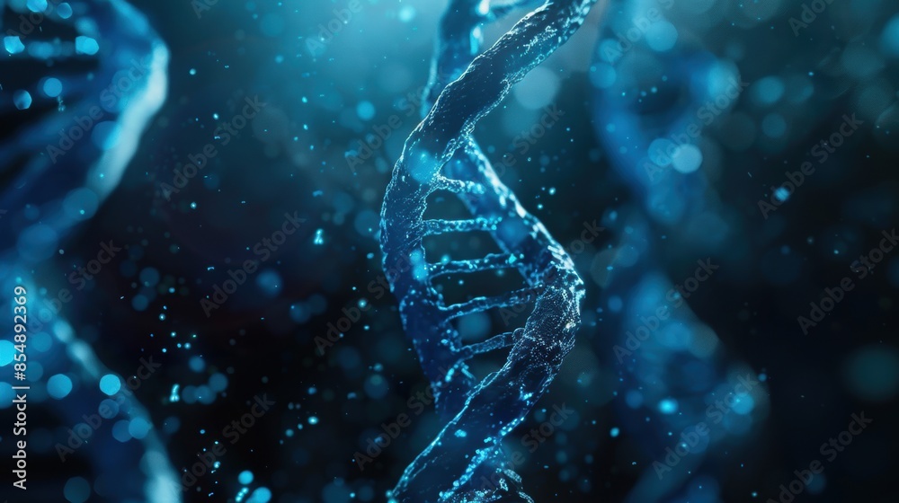 A detailed digital representation of a dna helix in a blue background A detailed digital representation of a dna helix in a blue background