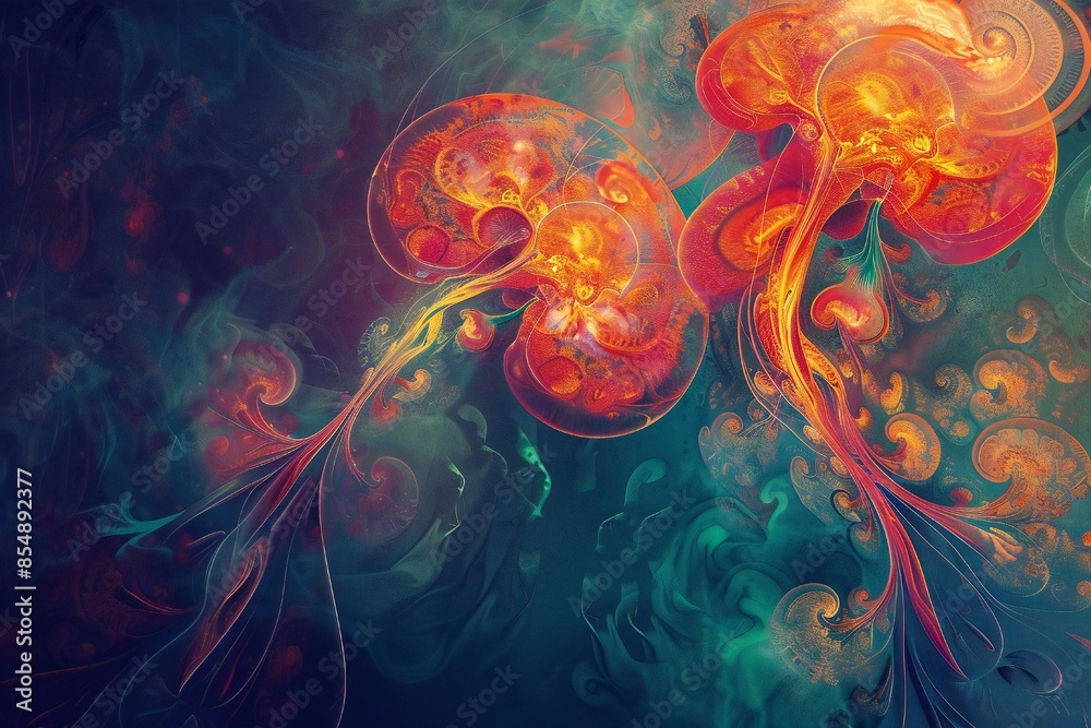 Fototapeta premium Abstract kidneys disease research background Generative Ai 