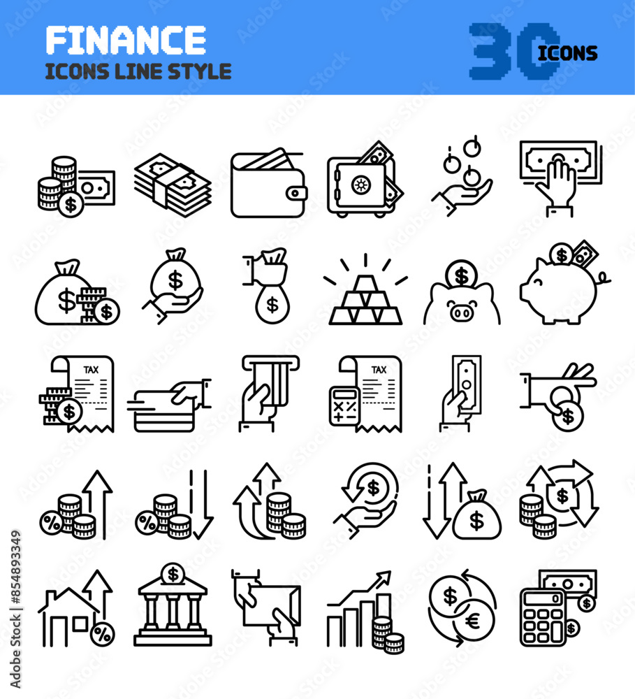 Financial currency related icons