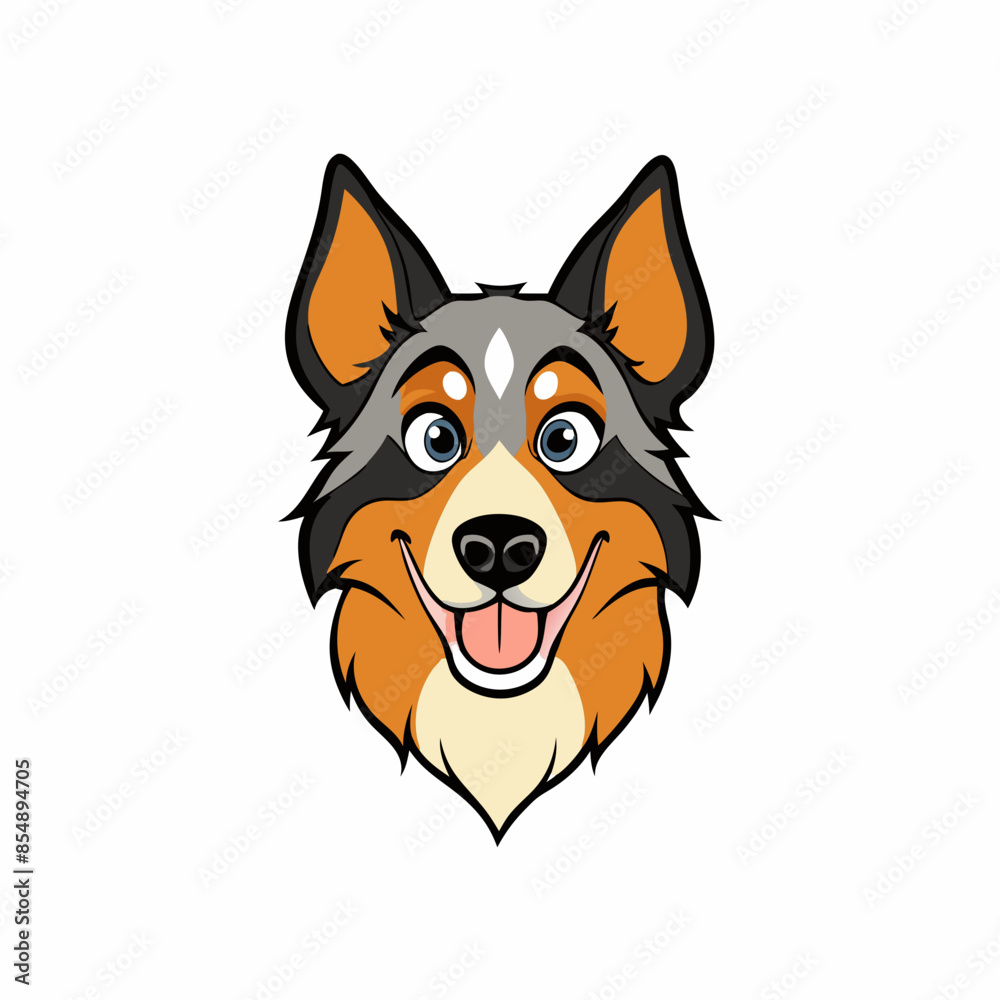 Fototapeta premium The cartoon head of a Shepherd dog,flat style vector illustration design.