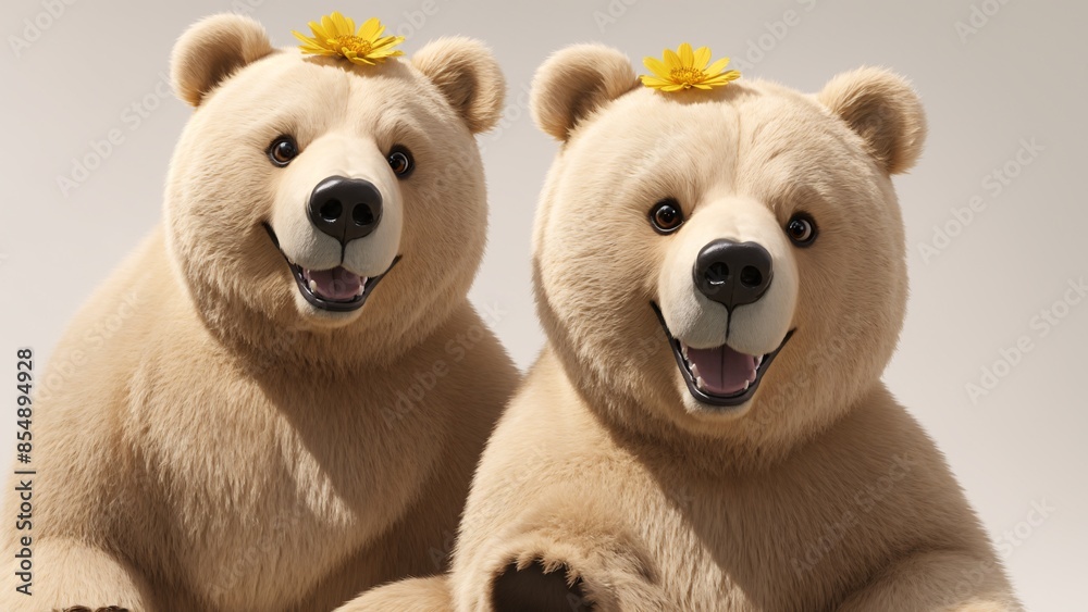 Two cute white polar bear cubs isolated on a white background Two cute white polar bear cubs isolated on a white background