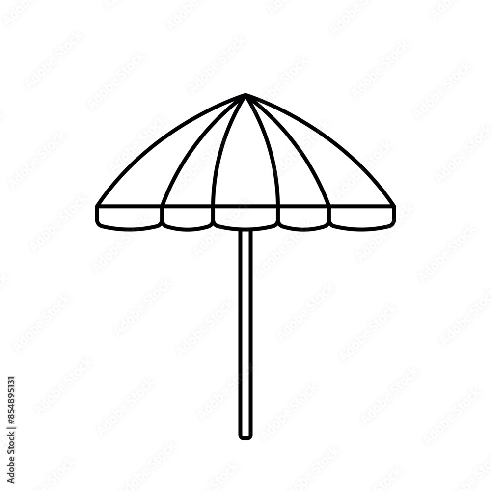 Beach Umbrella in Black Line Vector Illustration for Summer Vacation Element Decoration Beach Umbrella in Black Line Vector Illustration for Summer Vacation Element Decoration