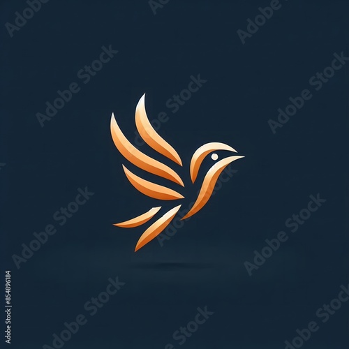 AI Generate of Flying Sparrow in Elegant Style with Minimal Geometric Form. Vector, Logo, Symbol. Businesses related to nature, vacational resort, travelling, tourism fashion, etc.