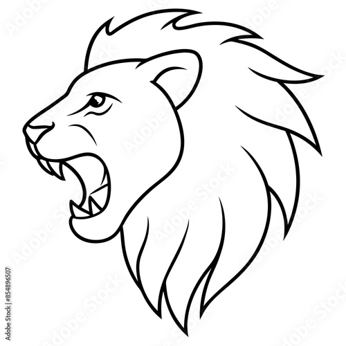 Vector illustration the head of a lion roaring angrily