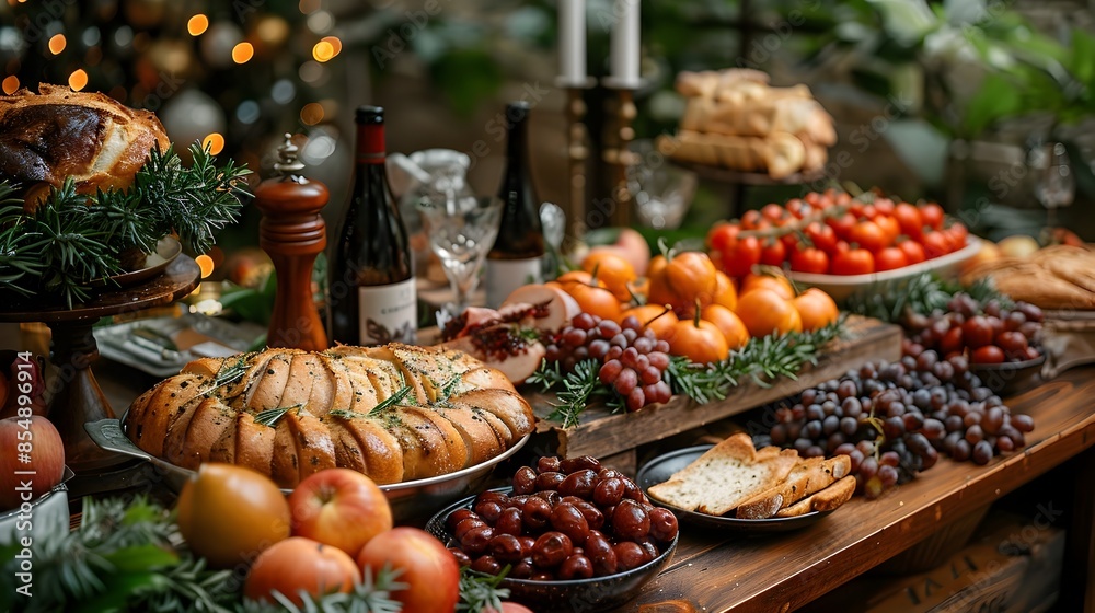 Abundant Autumn Harvest Feast Spread on Rustic Wooden Table Abundant Autumn Harvest Feast Spread on Rustic Wooden Table