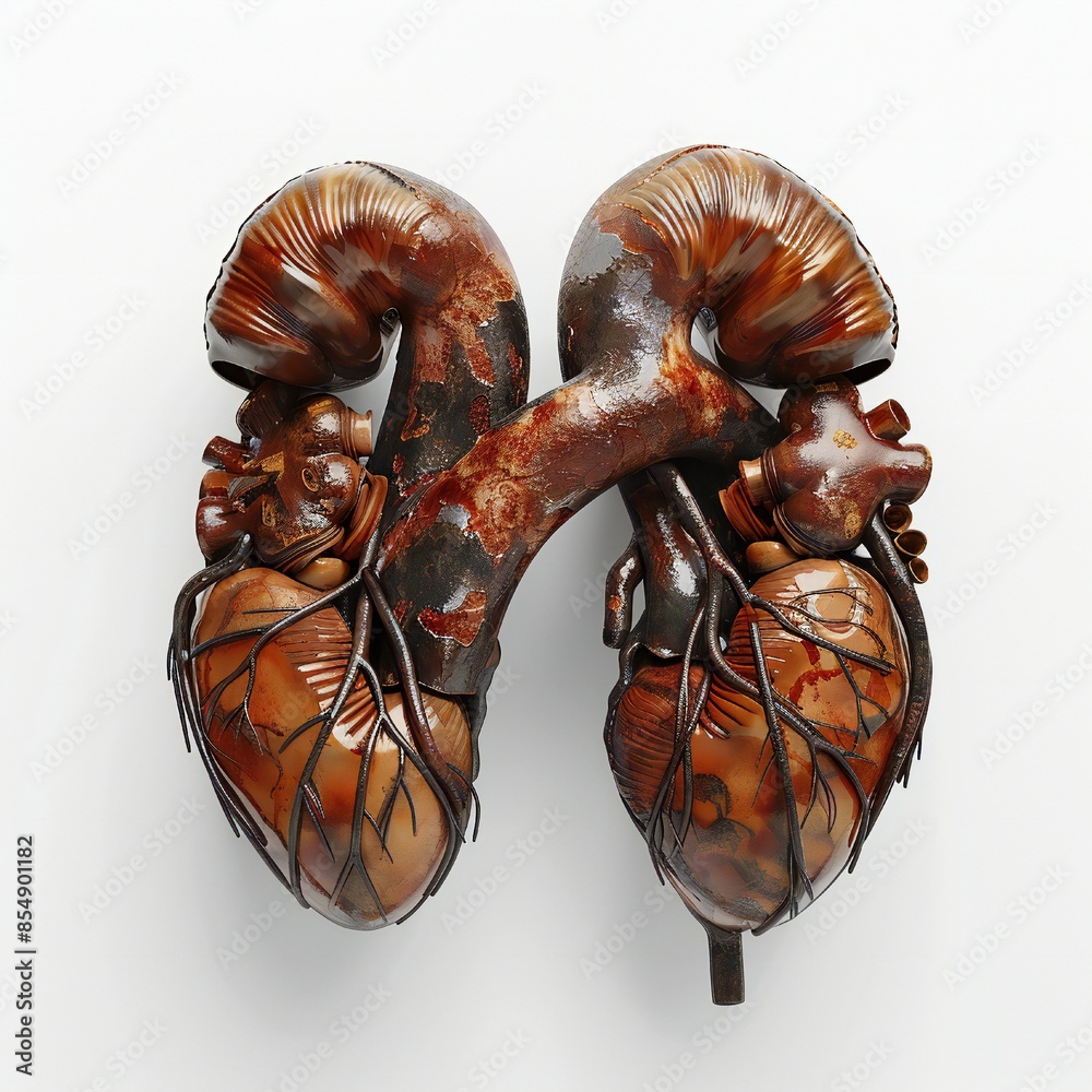 Naklejka premium Kidneys isolated on white background Generative Ai 
