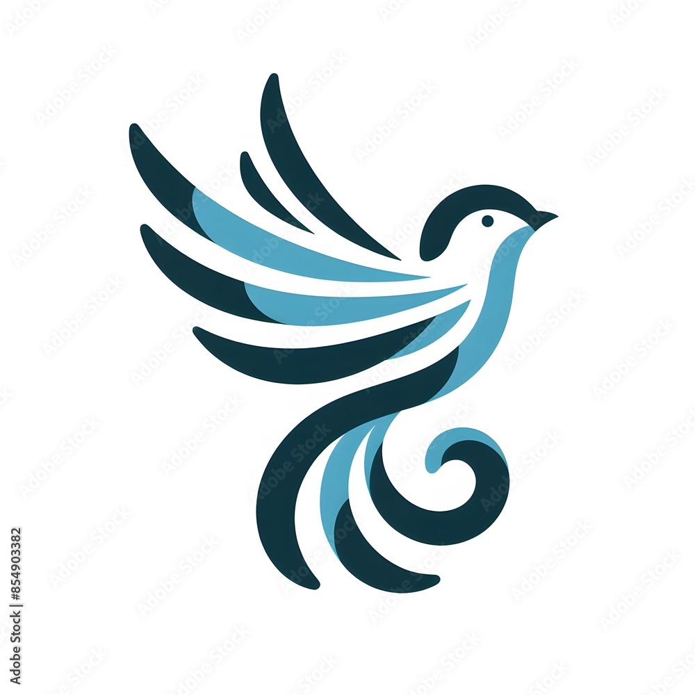Obraz premium AI Generate of Flying Sparrow in Elegant Style with Minimal Geometric Form. Vector, Logo, Symbol. Businesses related to nature, vacational resort, travelling, tourism fashion, etc.