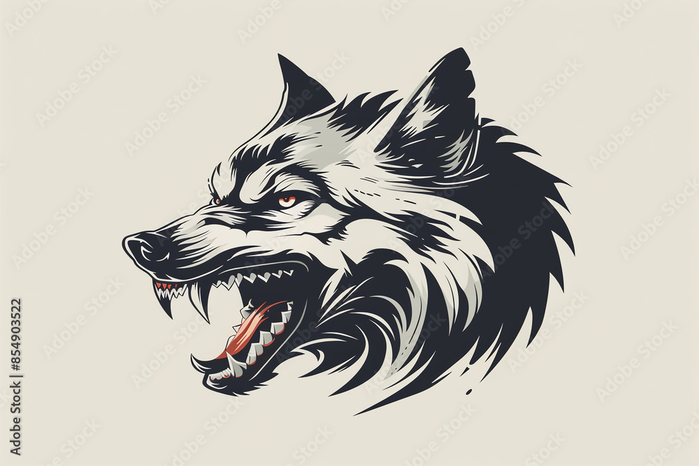 Fototapeta premium Wolf head logo inspired by the untamed wilderness. Display of primal power.