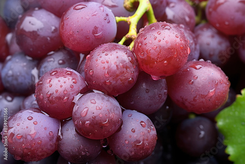Wallpaper Mural A close-up shot of a cluster of red grapes covered in water droplets Torontodigital.ca