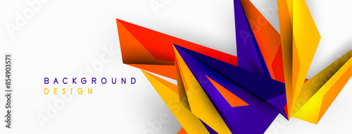 Minimal geometric abstract background. Low poly dynamic triangle design. Trendy techno business template for wallpaper, banner, background or landing