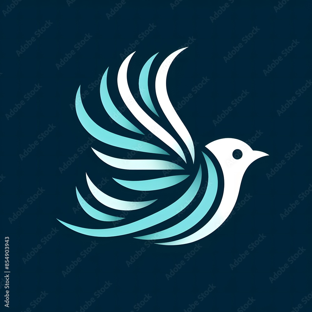 Obraz premium AI Generate of Flying Sparrow in Elegant Style with Minimal Geometric Form. Vector, Logo, Symbol. Businesses related to nature, vacational resort, travelling, tourism fashion, etc.