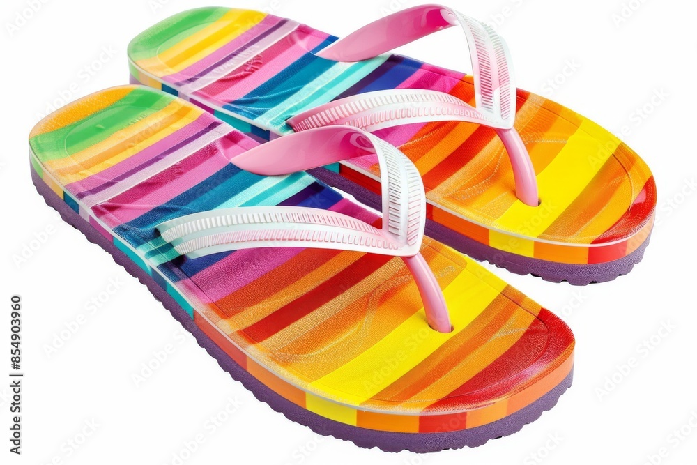 Get ready for a day at the beach with these colorful flip-flops, featuring a detailed design and a comfortable fit. Get ready for a day at the beach with these colorful flip-flops, featuring a detailed design and a comfortable fit.