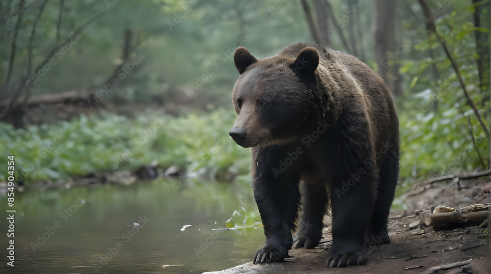 a bear that is standing on a rock by the water a bear that is standing on a rock by the water