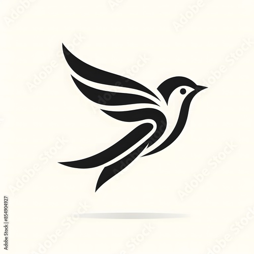AI Generate of Flying Sparrow in Elegant Style with Minimal Geometric Form. Vector, Logo, Symbol. Businesses related to nature, vacational resort, travelling, tourism fashion, etc.