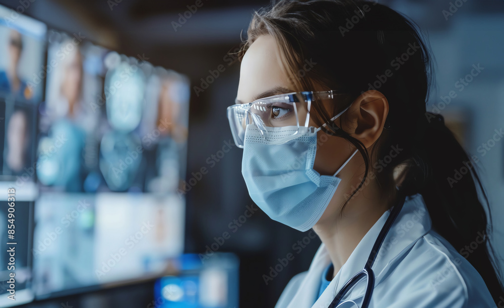 Healthcare professional conducting a virtual checkup. Healthcare professional conducting a virtual checkup.