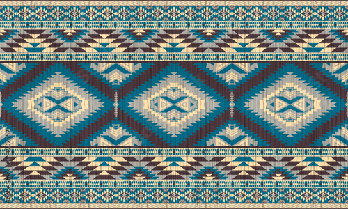 American tribal ethnic native pattern.Traditional Navajo,Aztec,Apache,Southwest and Mexican style fabric pattern.Abstract vector motifs pattern.For fabric,clothing,blanket,carpet,woven,wrap,decoration