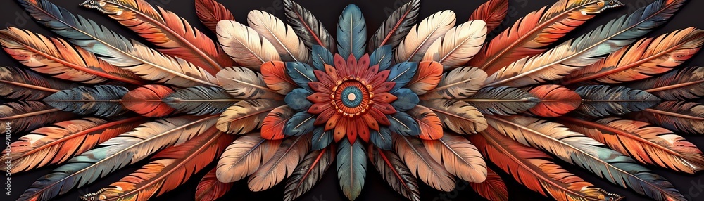 Navajo Feather Motifs 3D depiction of Navajo feather motifs arranged in a repeating pattern Navajo Feather Motifs 3D depiction of Navajo feather motifs arranged in a repeating pattern
