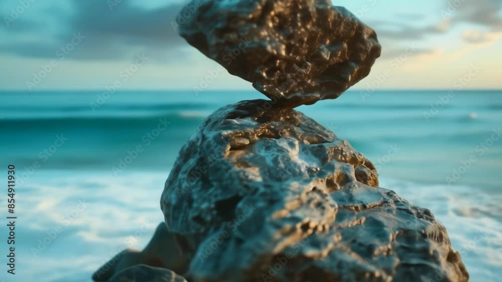A natural rock stack on the beach, perfect for landscape or seascape A natural rock stack on the beach, perfect for landscape or seascape