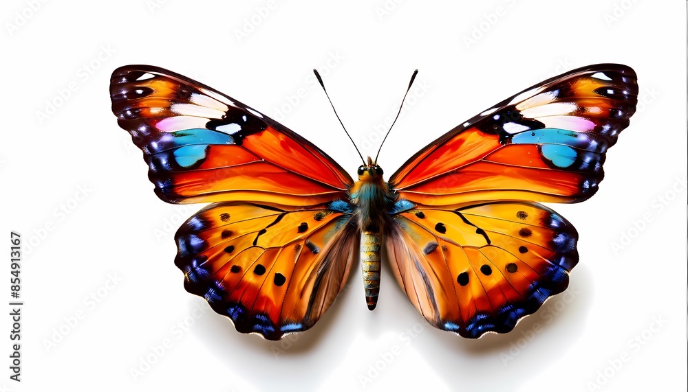 Naklejka premium Colorful butterfly on white background, Ai Generated