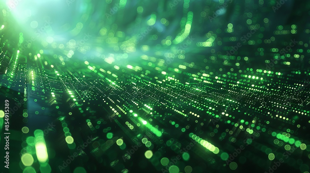 Digital matrix with cascading green code on a dark background, evoking a cybernetic atmosphere Digital matrix with cascading green code on a dark background, evoking a cybernetic atmosphere