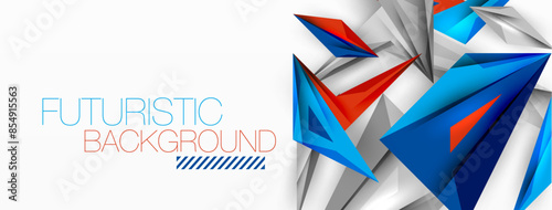 Minimal geometric abstract background. Low poly dynamic triangle design. Trendy techno business template for wallpaper, banner, background or landing