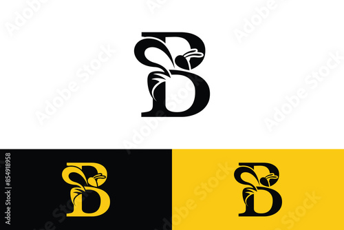 letter b design with bee design illustration concept