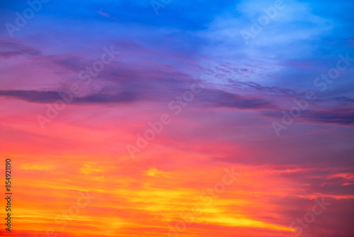 Beautiful , luxury soft gradient orange gold clouds and sunlight on the blue sky perfect for the background, take in everning,Twilight, Large size, high definition landscape photo