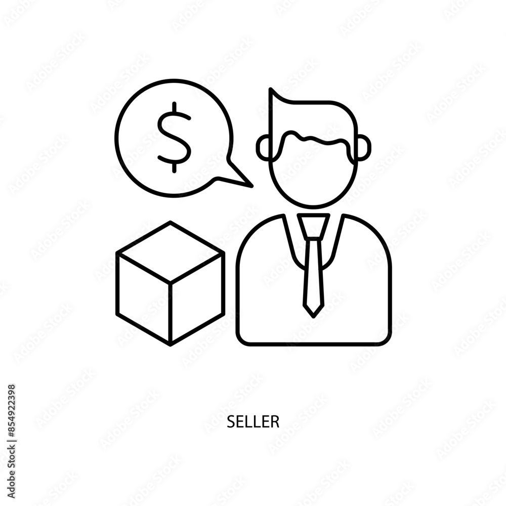 seller concept line icon. Simple element illustration. seller concept outline symbol design. seller concept line icon. Simple element illustration. seller concept outline symbol design.