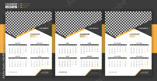 Flat vector illustration. 2025 calendar with a light background. Perfect for the style of your office.