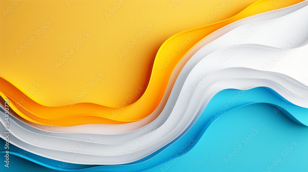 Neon blue, white, and yellow gradient waves in an abstract paper cut style, undulating layers and smooth transitions, vibrant and energetic background design Neon blue, white, and yellow gradient waves in an abstract paper cut style, undulating layers and smooth transitions, vibrant and energetic background design