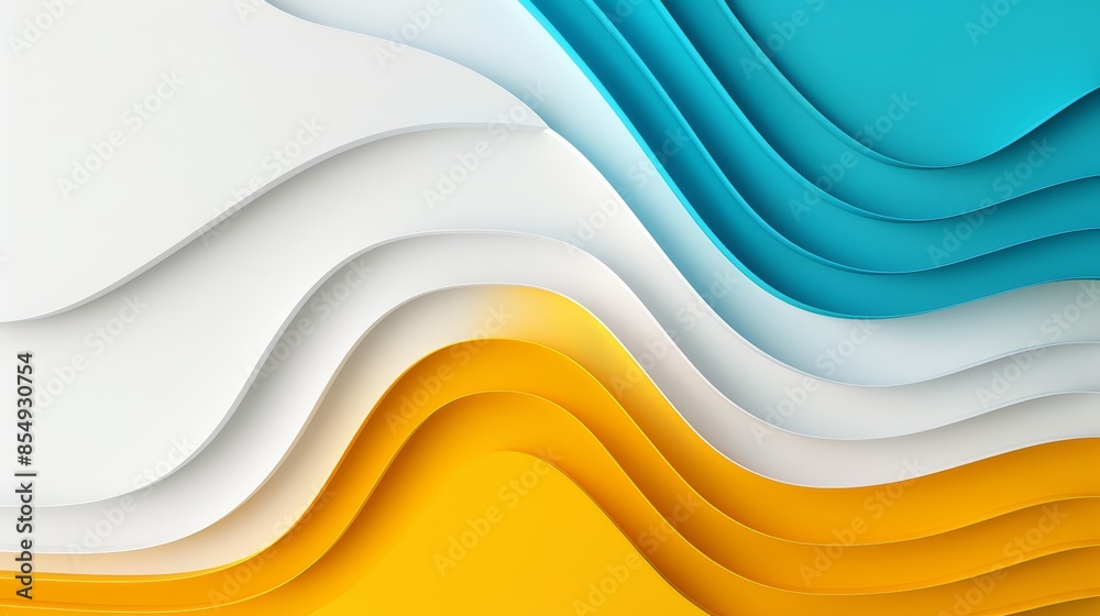 Neon blue, white, and yellow gradient waves in an abstract paper cut style, undulating layers and smooth transitions, vibrant and energetic background design Neon blue, white, and yellow gradient waves in an abstract paper cut style, undulating layers and smooth transitions, vibrant and energetic background design