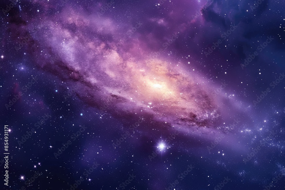 a purple and blue galaxy with stars, abstract cosmic background with galaxies