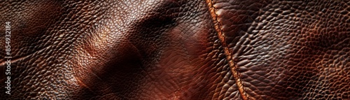 A close up of a leather jacket with a brown color