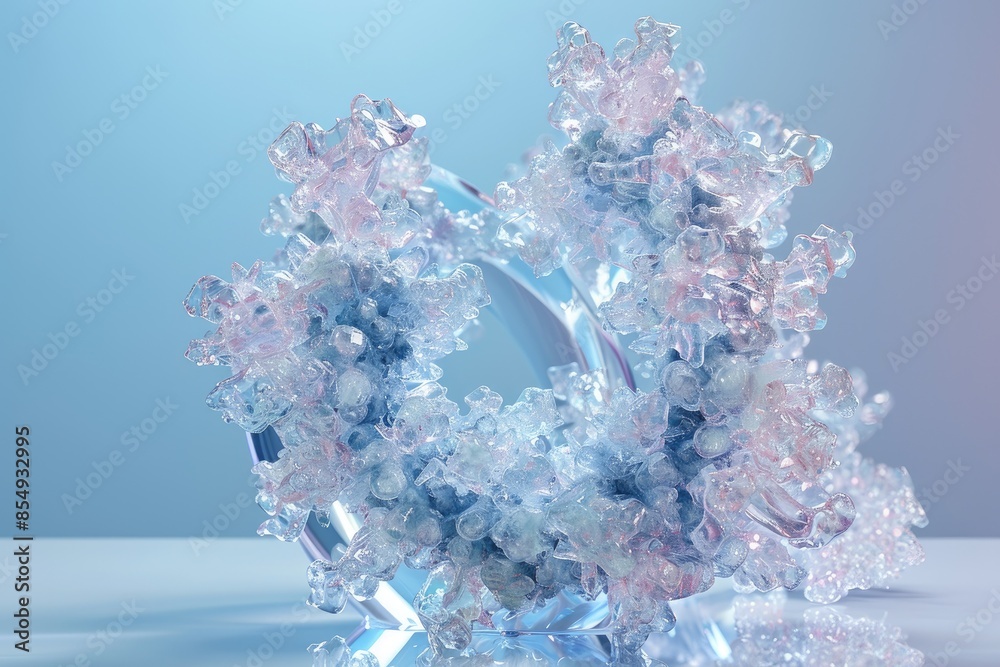 a crystal ball with a bunch of crystals on it, Explore the beauty of a 3D-rendered cryo-EM sample preparation a crystal ball with a bunch of crystals on it, Explore the beauty of a 3D-rendered cryo-EM sample preparation