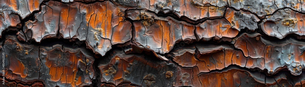 Fototapeta premium A close up of a tree trunk with a lot of cracks and splinters
