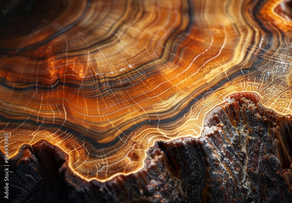 Extreme close-up macro photography of the detailed grain pattern of polished wood Extreme close-up macro photography of the detailed grain pattern of polished wood