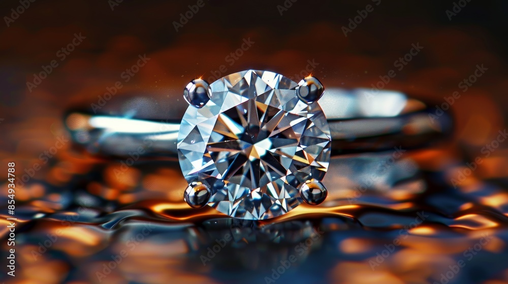 A close-up of a diamond ring, with the gemstone gleaming brilliantly against a dark background, symbolizing wealth and sophistication. A close-up of a diamond ring, with the gemstone gleaming brilliantly against a dark background, symbolizing wealth and sophistication.