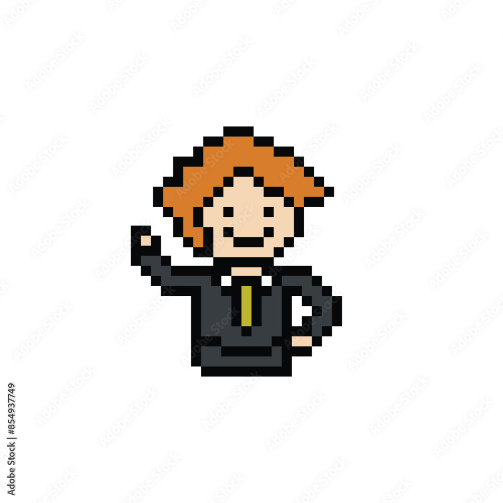 Cute pixel cartoon 8bit character business man businessman smart work life office game for decoration business 8 bit male career smart character game vector. Cute pixel cartoon 8bit character business man businessman smart work life office game for decoration business 8 bit male career smart character game vector.