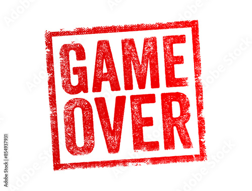 Game Over - is a phrase commonly used in video games to signify that the game has ended, text concept stamp