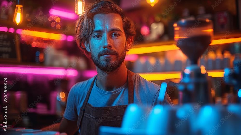 Fototapeta premium Handsome barista at the coffee shop