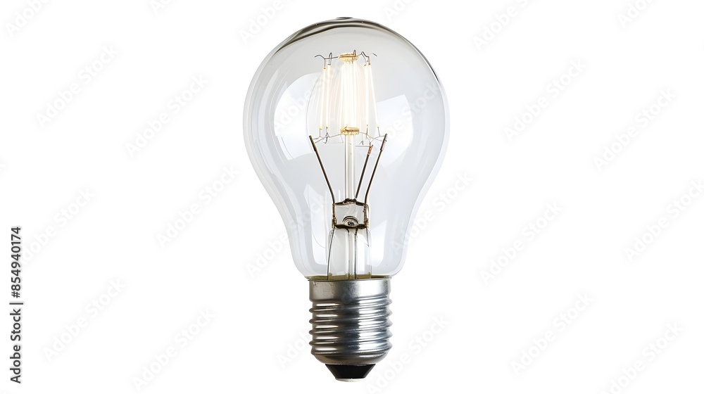 Classic Illuminating Glass and Metallic Incandescent Light Bulb Isolated on White Background Classic Illuminating Glass and Metallic Incandescent Light Bulb Isolated on White Background