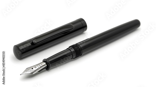 Sleek Black Fountain Pen Nib on Isolated White Background