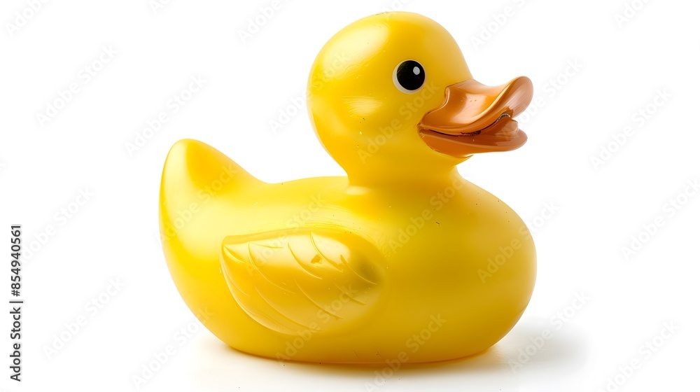 Bright Yellow Shiny Smooth Rubber Duck Isolated on White Background Bright Yellow Shiny Smooth Rubber Duck Isolated on White Background