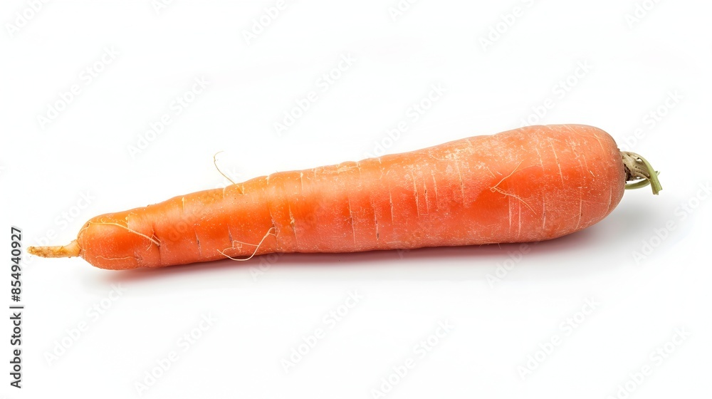 Striking Orange Carrot Isolated on White Background Side View Striking Orange Carrot Isolated on White Background Side View
