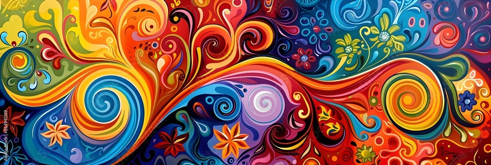 Fototapeta premium Vibrant Swirling Abstract Art Design with Captivating Psychedelic Patterns